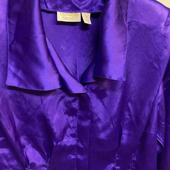 Vintage Victorias Secret Gold Label Purple Green Satin Robe Size M/L & Top Y2K - Picture 12 of 14